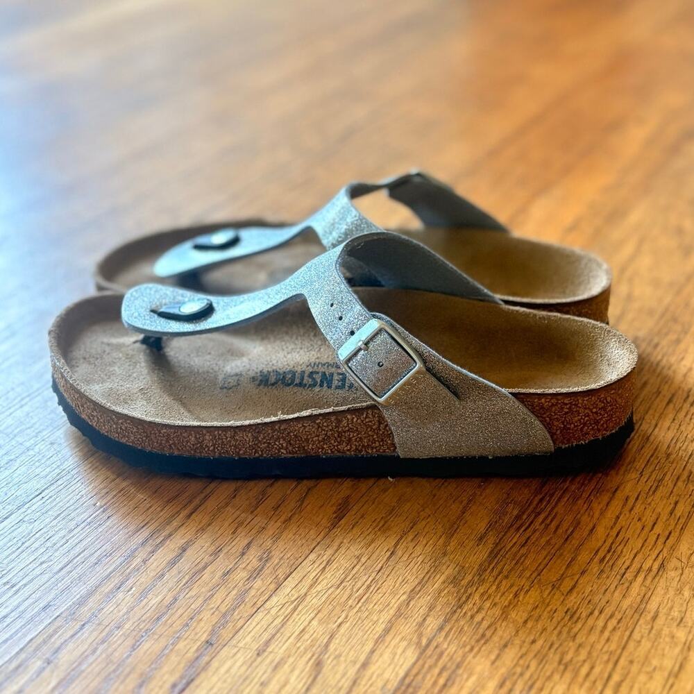 Birkenstock Gizeh Cosmic Sparkle Silver Glitter Sandals EU 38 Narrow Leather
